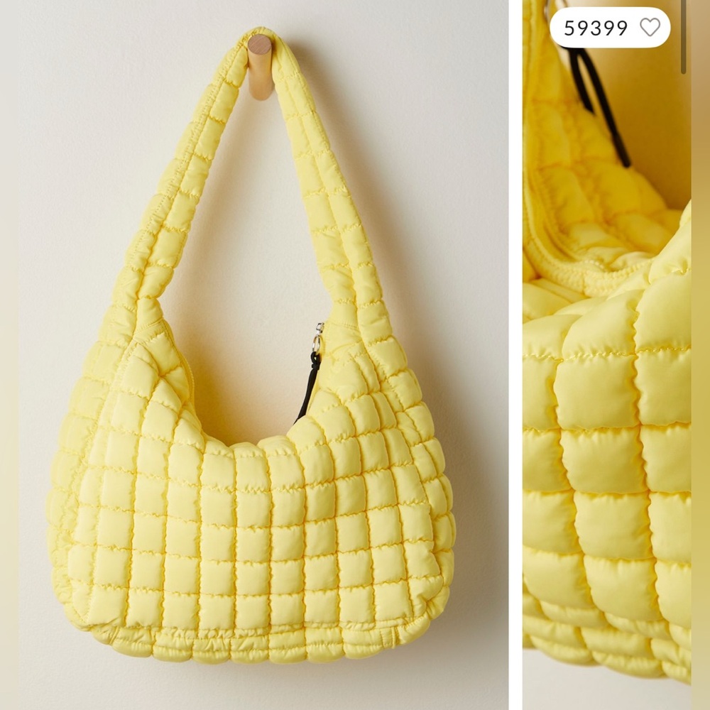 NWT Free People FP Movement Quilted Carryall Bag - sour citrus yellow - One Size - Picture 4 of 8